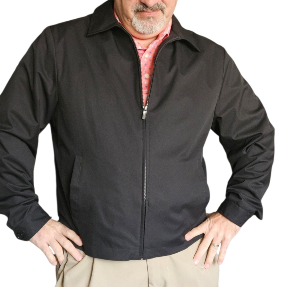 Murano Mens Black Zip Up Jacket, Size XL, Minimalistic